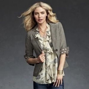 CAbi Ruched Barrister Tweed Blazer